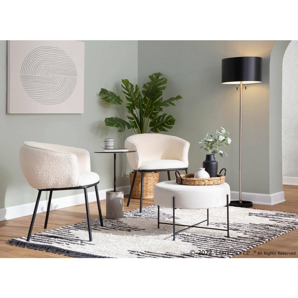 Ashland Black Metal and White Sherpa Upholstered Arm Chair