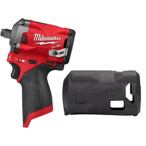 Milwaukee M12 FUEL 12V Lithium-Ion Brushless Cordless Stubby 1/2 in. Impact Wrench with Protective Boot