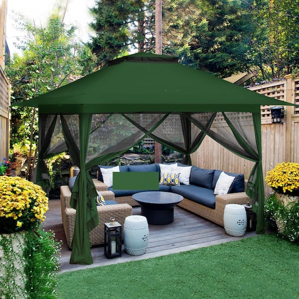 13 ft. x 13 ft. Pop-Up Gazebo Tent Instant with Mosquito Netting and 4-Sand Bags