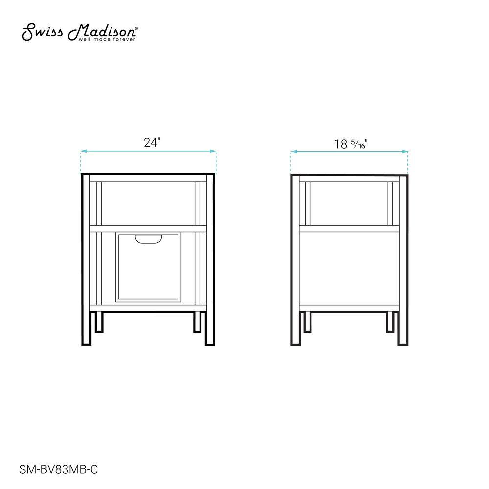 Ivy 24" Black and White Freestanding Bathroom Vanity Cabinet