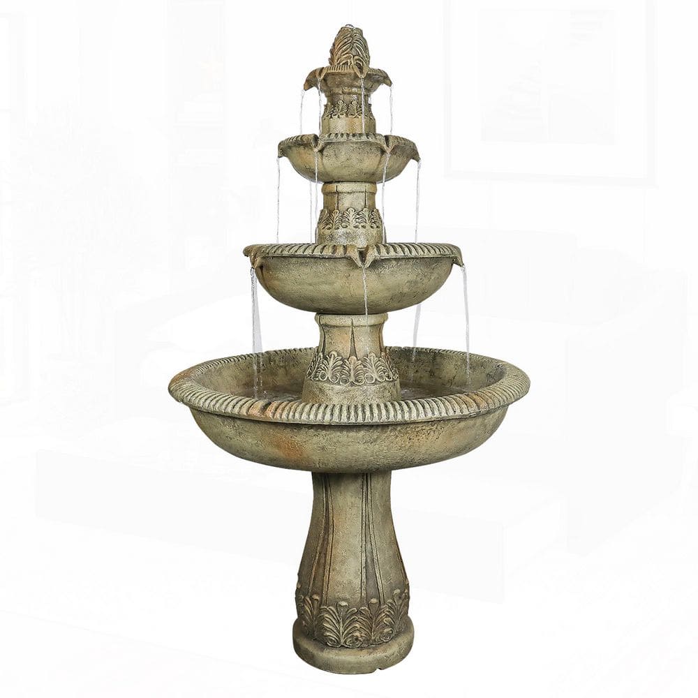 63in. H 5-Tier Concrete Tiered Fountain with with Cascading Waterfall Feature for Patio, Yard, Indoor/Outdoor Decor price history on PriceWatchPro