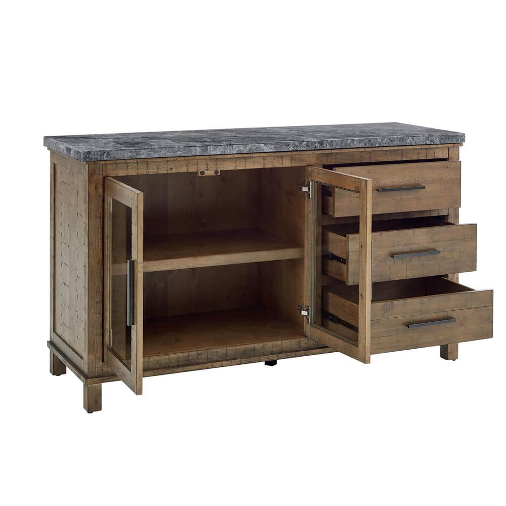 Grayson Gray Marble and Driftwood 8-Piece Counter Dining Set
