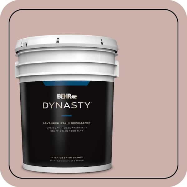 BEHR DYNASTY 5 gal. #HDC-CT-07A Vintage Tea Rose One-Coat Hide Satin Enamel Interior Stain-Blocking Paint and Primer