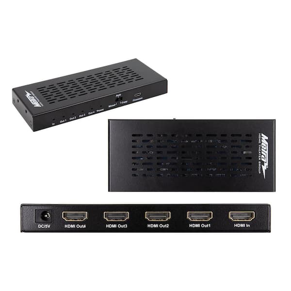 XTREME 4 Port HDMI Splitter, Great for TV, Monitors, and Projectors  XHV1-1017-BLK - The Home Depot