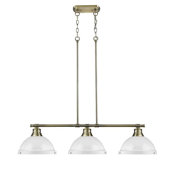 Duncan 300-Watt 3-Light Aged Brass Pendant Light with Steel Shade