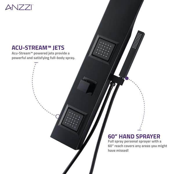 ANZZI Aura 39.27 in. 2-Jet ted Shower Tower with Heavy Rain Shower 