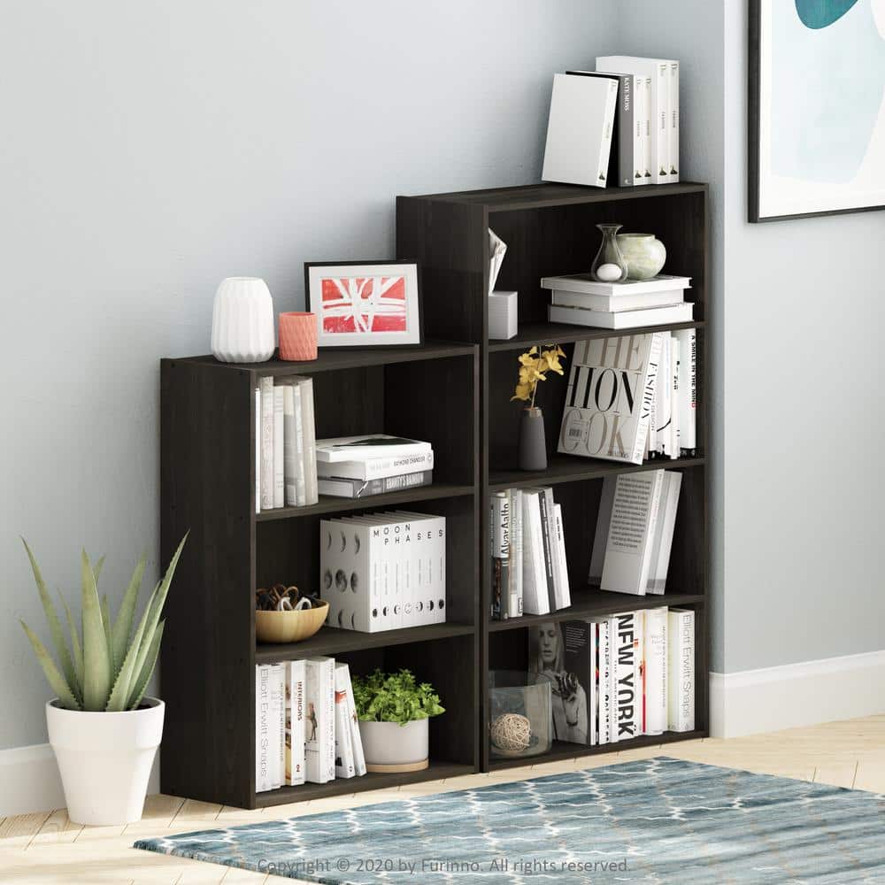 Espresso 3-Tier Wood Open Bookshelf