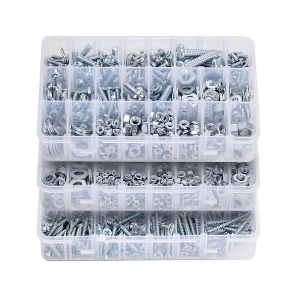 2250 Pcs Bolts and Nuts Assortment Kit, Metric+Imperial Machine Screws and Flat Washers, Alloy Steel M3/M4/M5/M6/M8 Size