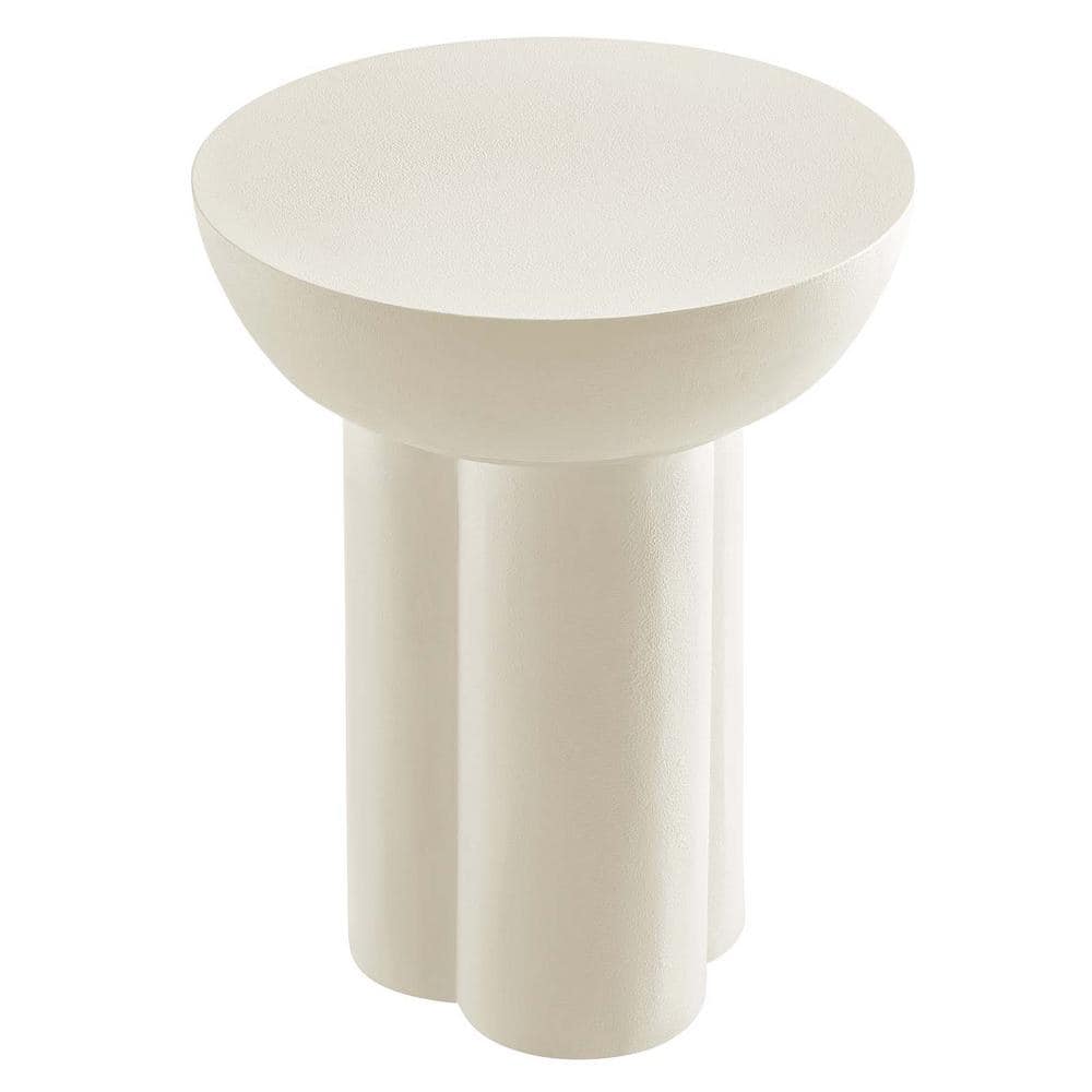 Caspian Round White Concrete and MDF Side Table