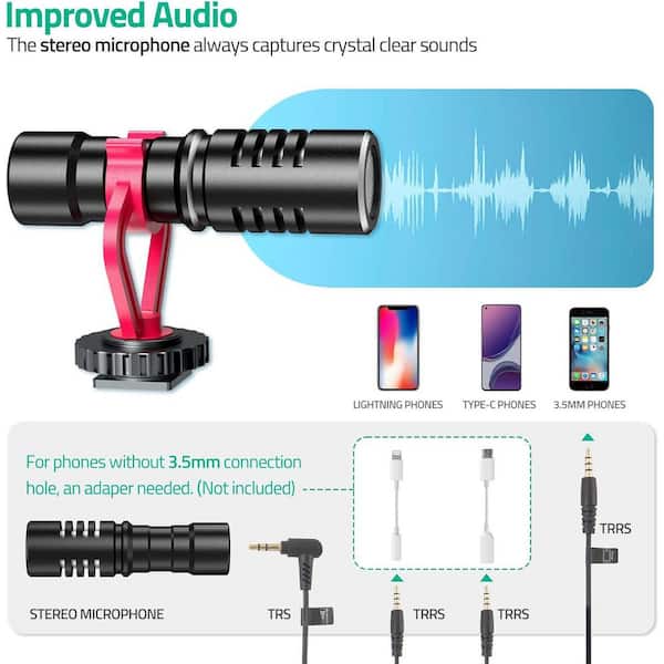 Kit Microfono E Luce LED Per Smartphone Vlog – Treppiede, Supporto Telefono E Telecomando Per Live Streaming