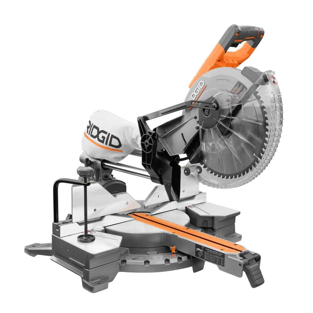 RIDGID 15 Amp Corded 12 in. Dual Bevel Sliding Miter Saw with 70 Deg. Miter  Capacity and LED Cut Line Indicator R4222 The Home Depot
