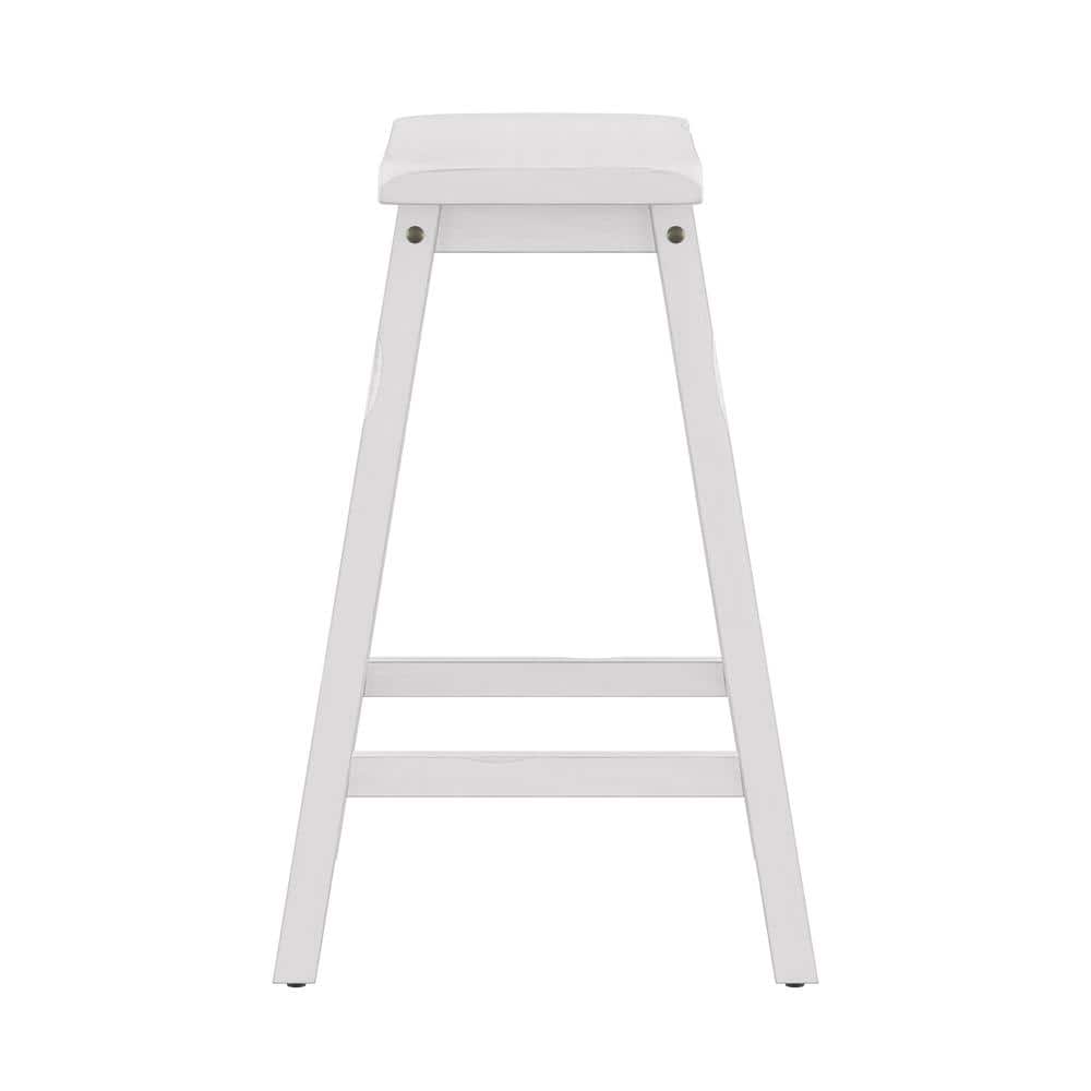 Sea White 24" Backless Saddle Wood Counter Stool