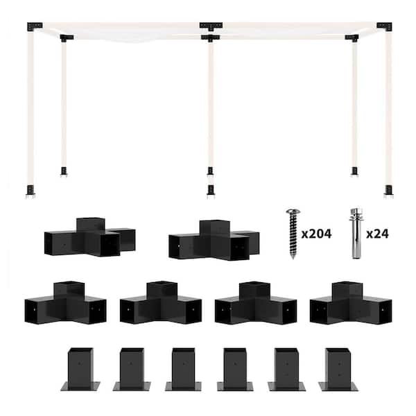 DIY Pergola Kit, Pergola Brackets with 3-Way and 4-Way Corner Brackets and Post Base, 12-Pieces
