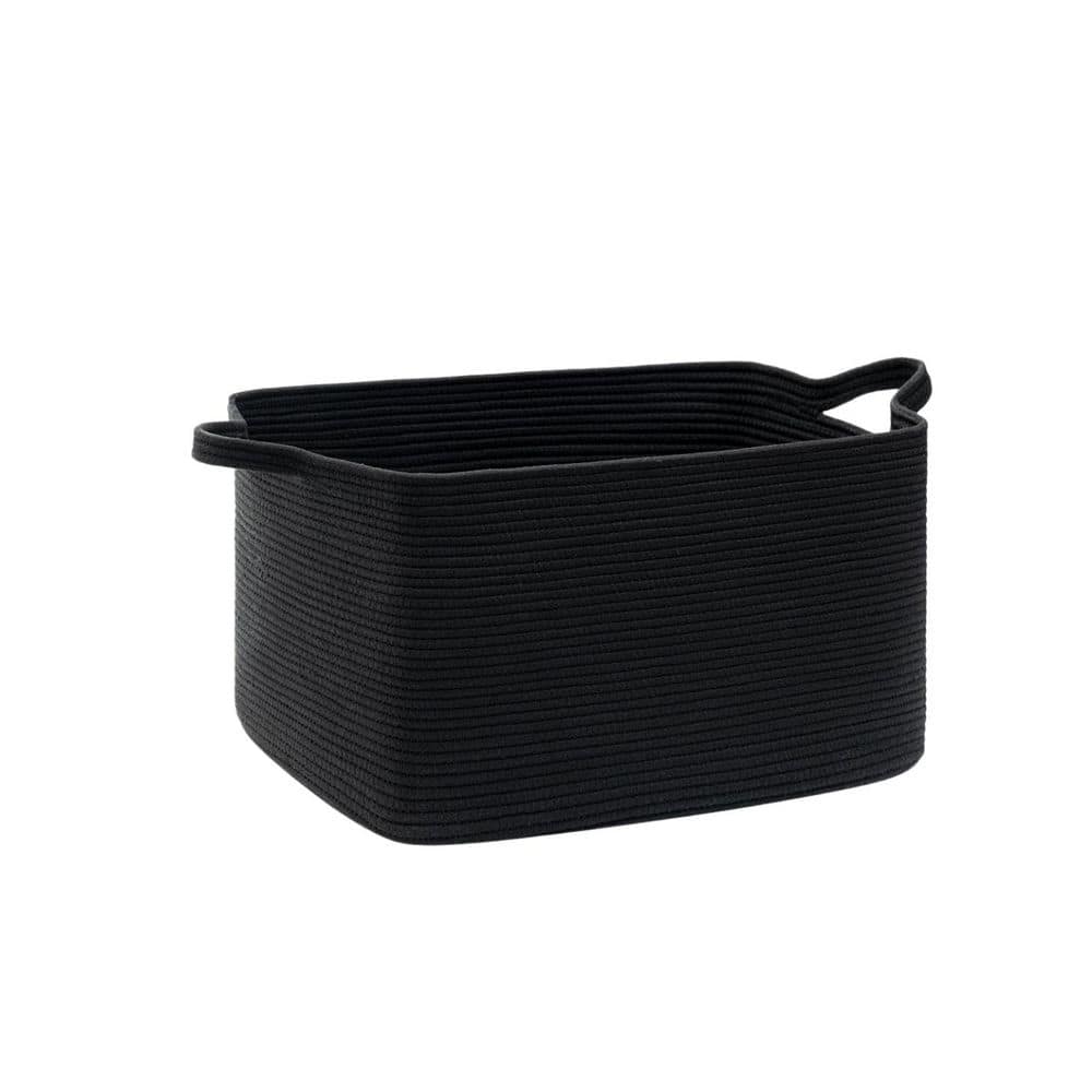Black large 21.6 in. x 11.8 in. Cotton Decorative Basket with Handles price history on PriceWatchPro