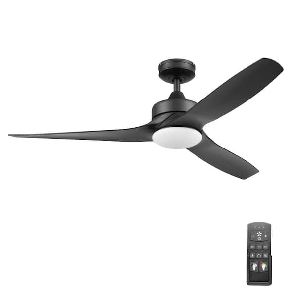 Honeywell Lynton 52 in. Indoor/Outdoor Color Changing LED Matte Black Ceiling Fan with Remote Control & High-Performance Blades