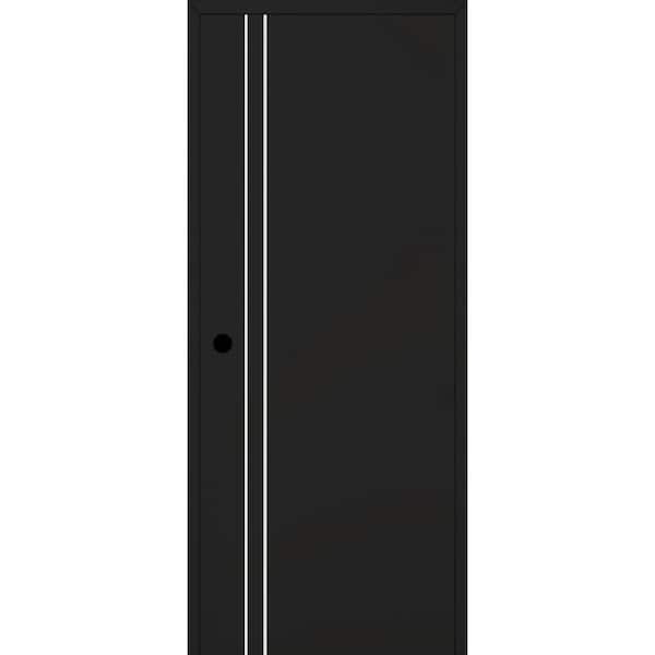 Belldinni Optima 2V DIY-Friendly 18 in. x 96 in. Right Hand Black Matte Solid Composite Core Wood Single Prehung Interior Door