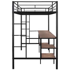 Black Loft Bed with Table