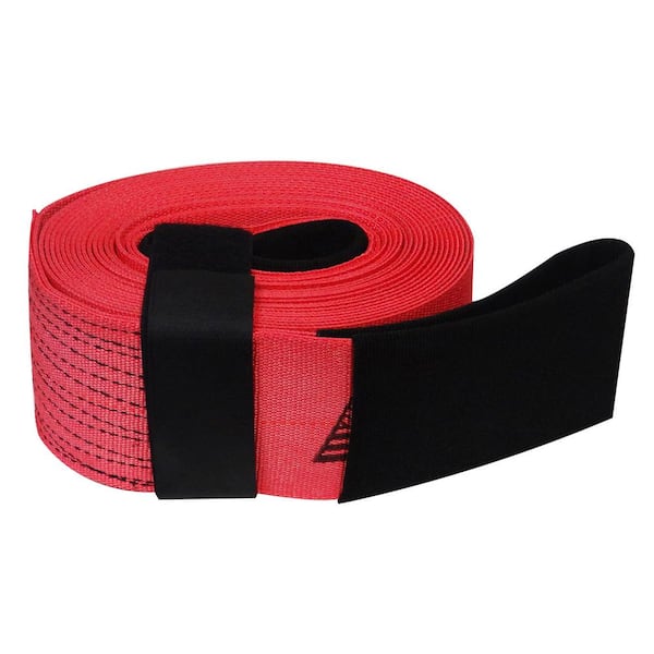 SNAP-LOC 4 in. x 30 ft. x 20,000 lbs. Tow and Lifting Strap with Hook and Loop Storage Fastener in Red