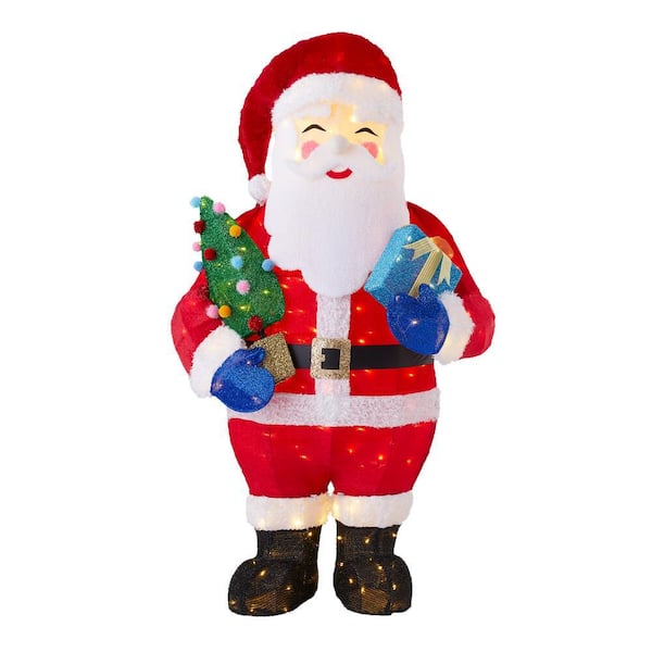 Home Accents Holiday 5 ft Warm White240-Light LED Santa and Present ...