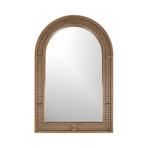 24 in x 36 in Rolland Natural finish Rattan Arched Mirror