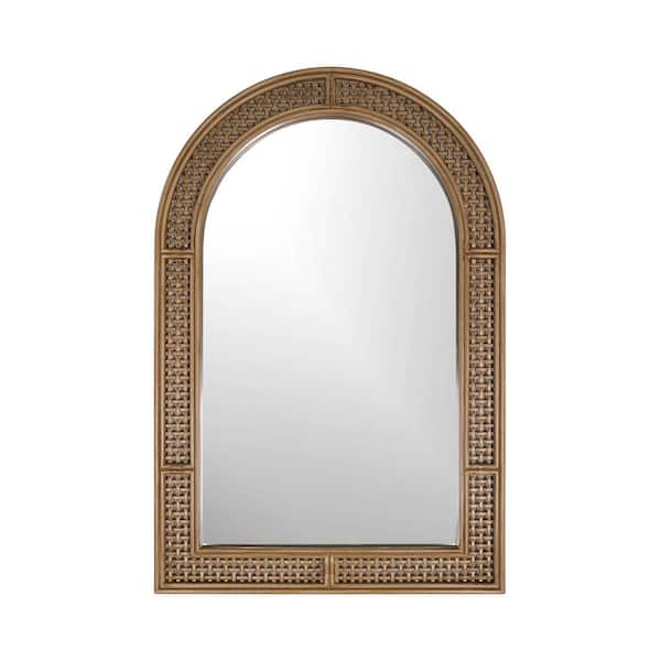 Unbranded 24 in x 36 in Rolland Natural finish Rattan Arched Mirror