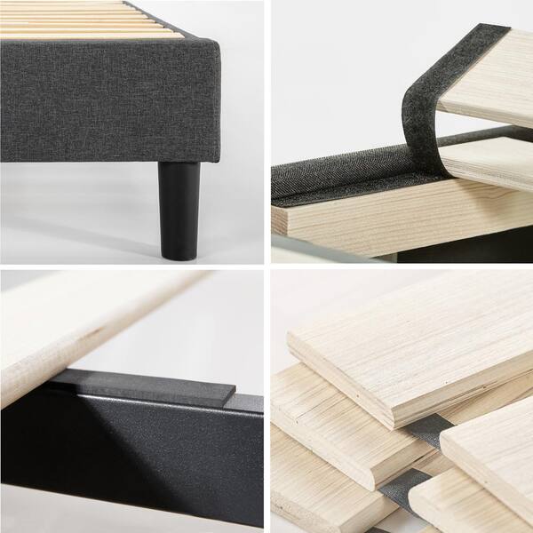 Zinus Curtis Grey King Upholstered, Zinus Essential Upholstered Platform Bed Frame