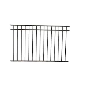 Athens 4 ft. H x 6 ft. W Gloss Black Aluminum Flat Top and Bottom Design Fence Panel