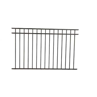 Athens 4 ft. H x 6 ft. W Gloss Black Aluminum Flat Top and Bottom Design Fence Panel