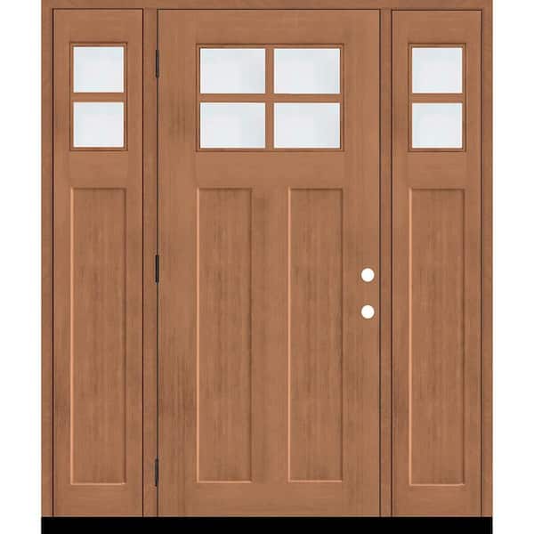 Steves & Sons Regency 64 in. x 80 in. RHOS 4L-1/4Toplite Clear Glass AutumnWh Stain Fir Fiberglass Prehung Front Door with Dbl 12in.SL