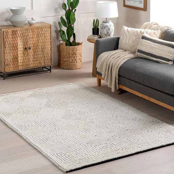 nuLOOM Mykel Geometric Lattice Wool Ivory 8 ft. x 10 ft. Area Rug