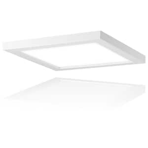 9 in. Matte White Modern Square Flat Edge 18-Watt 3000/4000/5000K Dimmable Integrated LED Flush Mount with Acrylic Shade