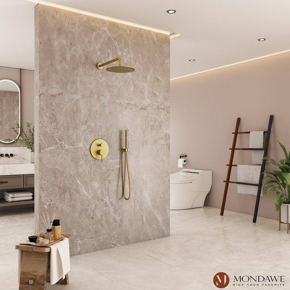 Brushed Gold Dual-Function Rain Shower System with Handheld