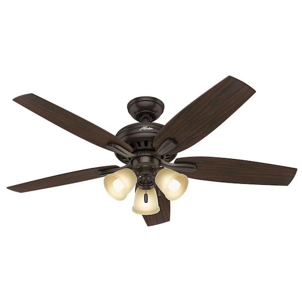Newsome 52 in. Indoor Premier Bronze Ceiling Fan with Three Light Kit