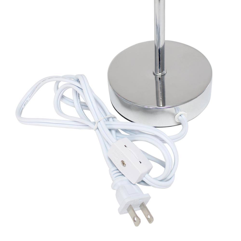 11.81" Red Chrome Stick Bedside Table Lamp with Fabric Drum Shade