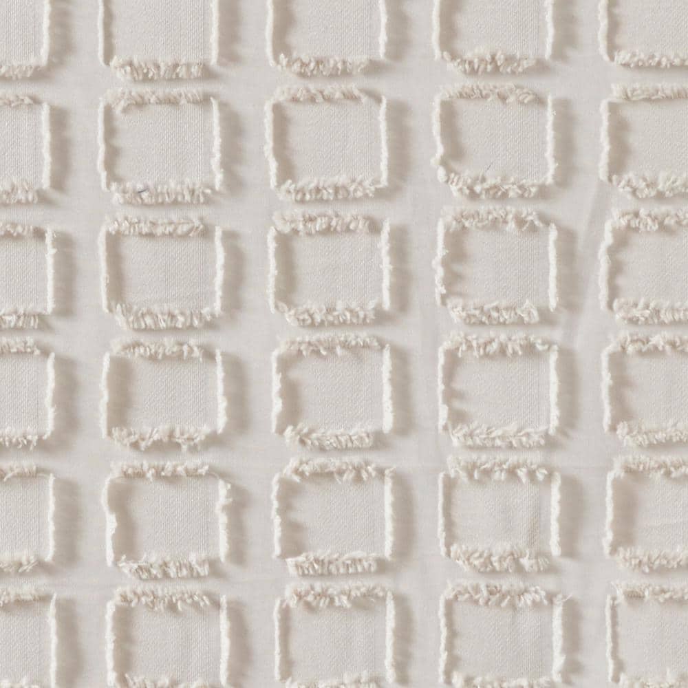 Cream Woven Geometric Textured Shower Curtain