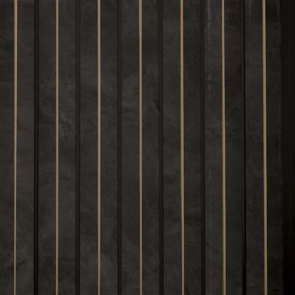 Gilded Peaks 1/2 in. x 0.79 ft. x 9.3 ft. Slate Glue-Up Decorative Foam Wood Slat Walls (20-Pack) 147 sq. ft.