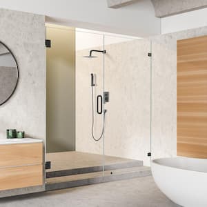 Roisin 60 in. W x 74 in. H Frameless Pivot Hinged Shower Door in Matte Black Finish with Clear Glass