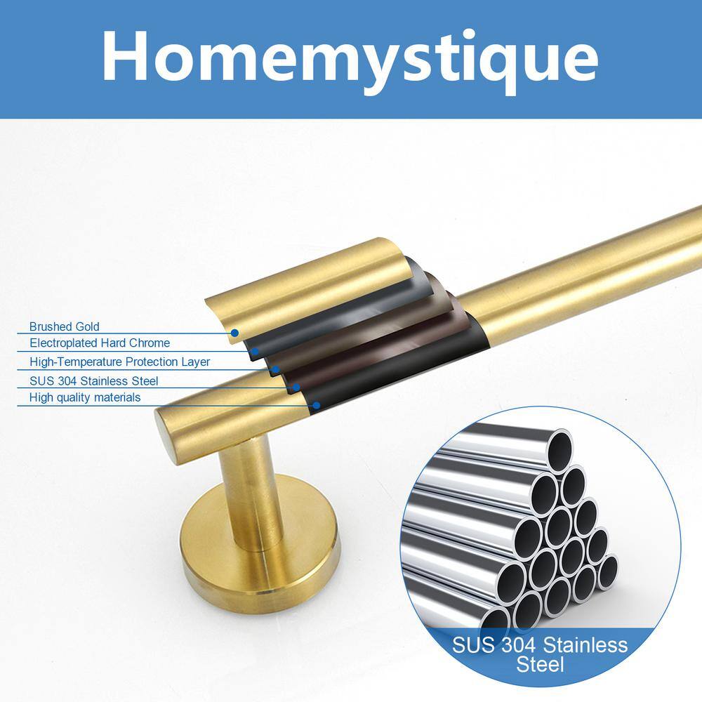 Brushed Gold 4-Piece Stainless Steel Bathroom Hardware Set