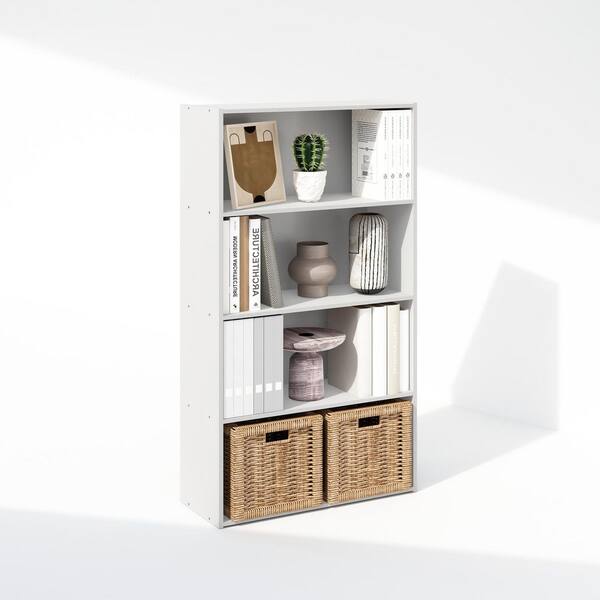 Furinno Simple 41.7 in. Tall White Wood 4-Shelf Bookcase NA11209WH