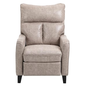 Taylor + Logan 27 in. W Gray Upholstered Transitional Style Pillow Back Recliner with Accent Nail Trim and Pushback Recline, Light Gray