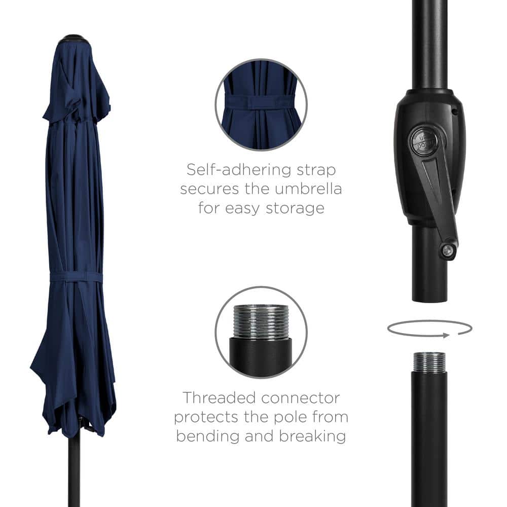 7.5ft Navy Blue Steel Outdoor Market Patio Umbrella