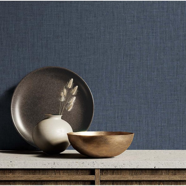 60.75 sq. ft. Tedlar Indigo Tweed High Performance Vinyl Unpasted Wallpaper Roll