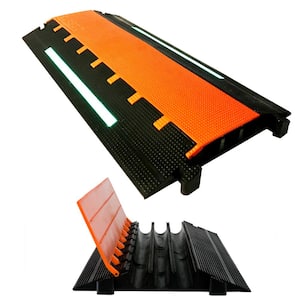 3 ft. 3 Channel, 2 in. Heavy-Duty Cable Protector in Black/Orange with Glow in the Dark Strip