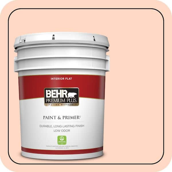 BEHR PREMIUM PLUS 5 gal. #230C-2 Shell Coral Flat Low Odor Interior Paint & Primer