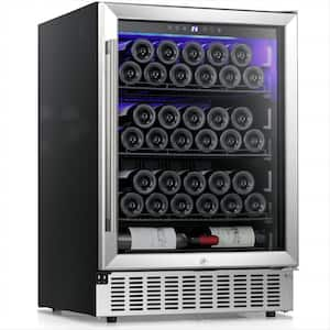 23.43 in. Single Zone 46 Bottle and 156 Cans Freestanding/Built-In Beverage and Wine Cooler in Black Stainless Steel