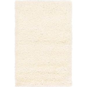 Solid Shag Snow White 2 ft. x 3 ft. Area Rug