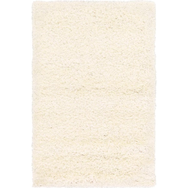 Unique Loom Solid Shag Collection Area Rug (2 ft.  x 3 ft. 1 in. Rectangle Snow White)