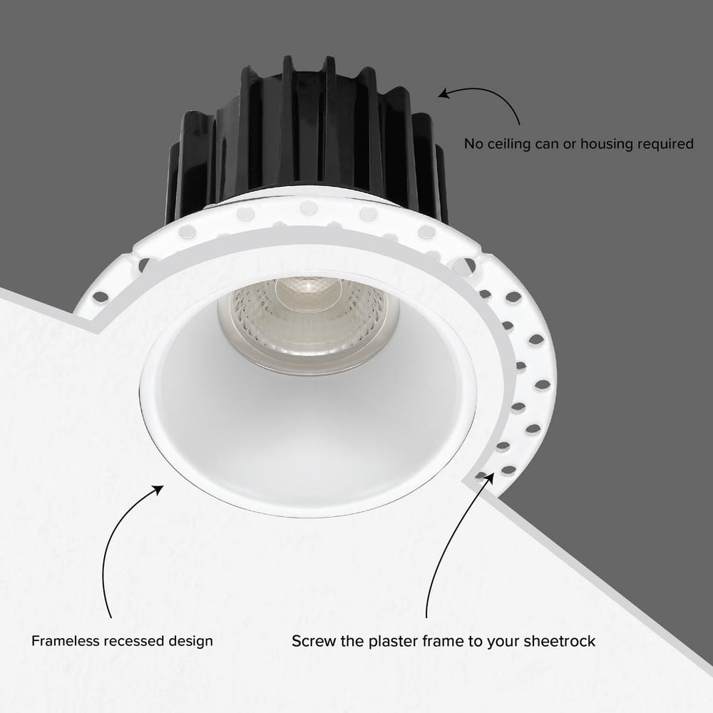 2-Inch White Aluminum Trimless Recessed LED Downlight