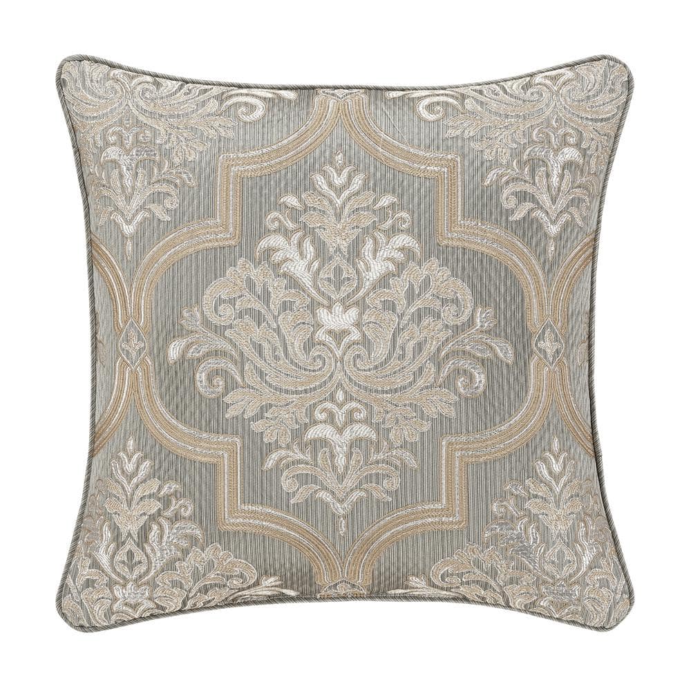 Medellin Sage Polyester Damask 20 in. Square Decorative Throw Pillow 20 in.
