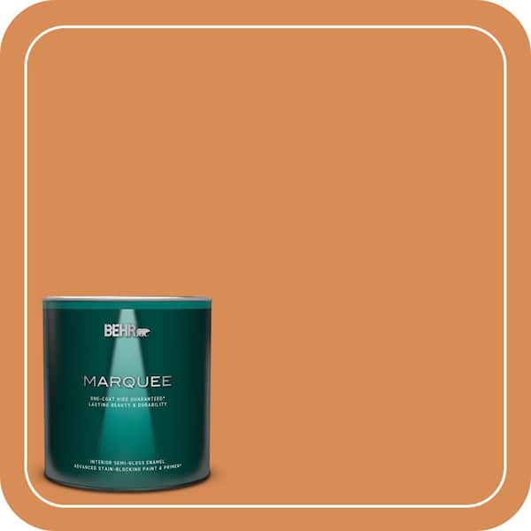 BEHR MARQUEE 1 qt. #PMD-80 Spiced Pumpkin Semi-Gloss Enamel Interior Paint & Primer
